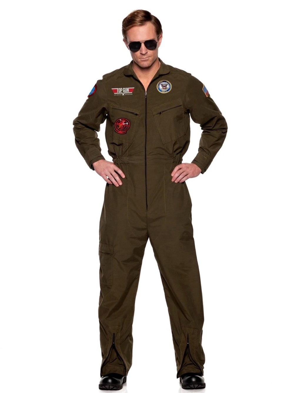 Navy Top Gun Men's Pilot Jumpsuit Adult Costume Large
